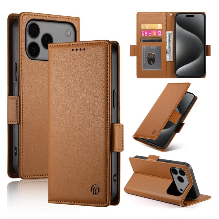 iPhone 16/17 Side Buckle Magnetic Frosted Leather Phone Case