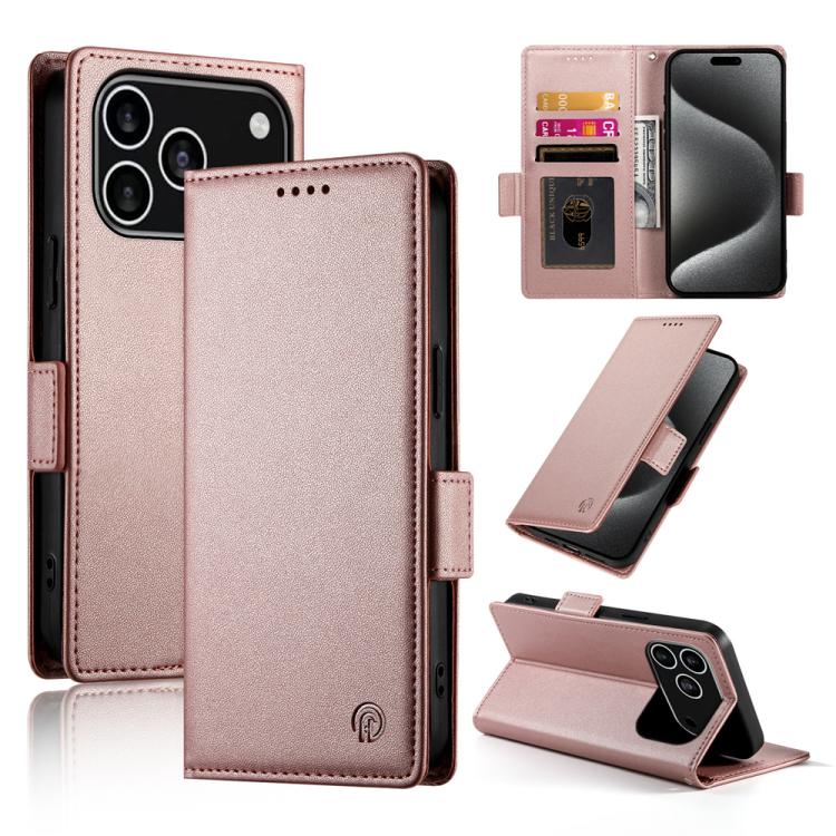 iPhone 16/17 Side Buckle Magnetic Frosted Leather Phone Case