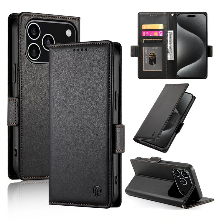 iPhone 16/17 Side Buckle Magnetic Frosted Leather Phone Case