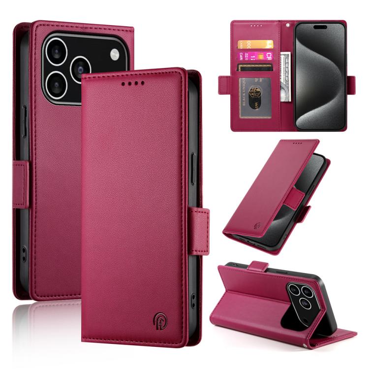 iPhone 16/17 Side Buckle Magnetic Frosted Leather Phone Case