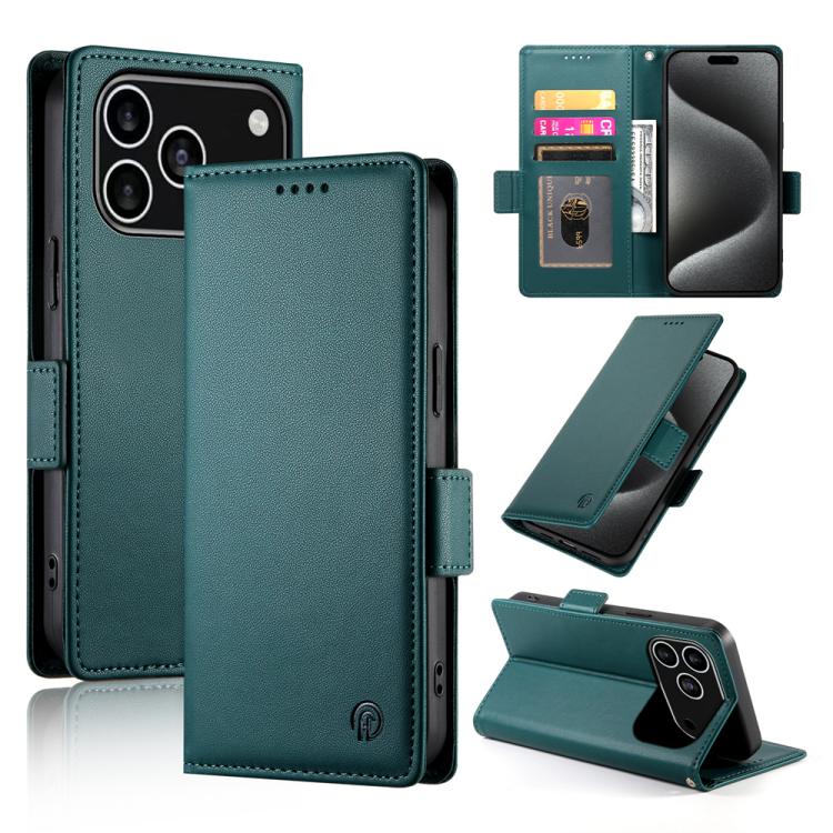 iPhone 16/17 Side Buckle Magnetic Frosted Leather Phone Case