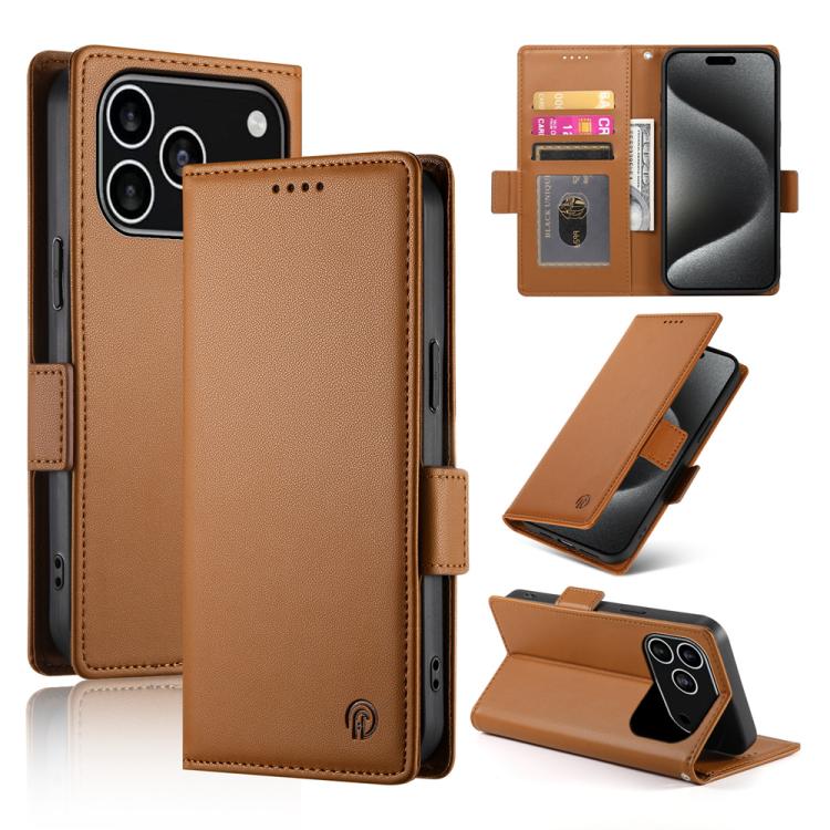 iPhone 16/17 Side Buckle Magnetic Frosted Leather Phone Case