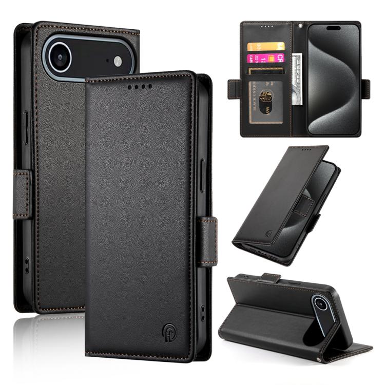 iPhone 16/17 Side Buckle Magnetic Frosted Leather Phone Case