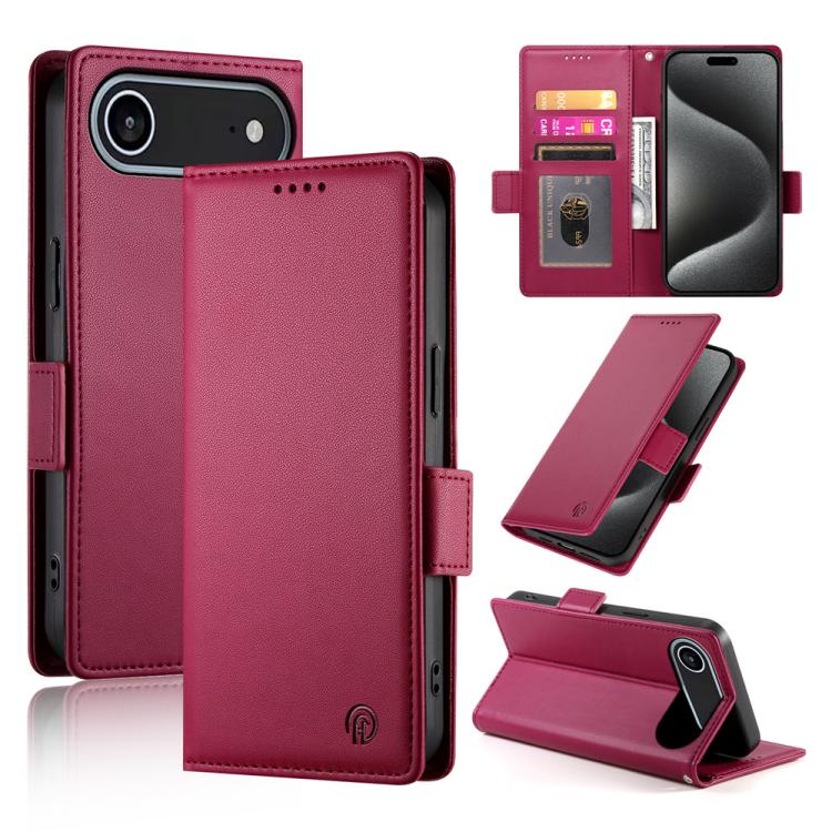 iPhone 16/17 Side Buckle Magnetic Frosted Leather Phone Case