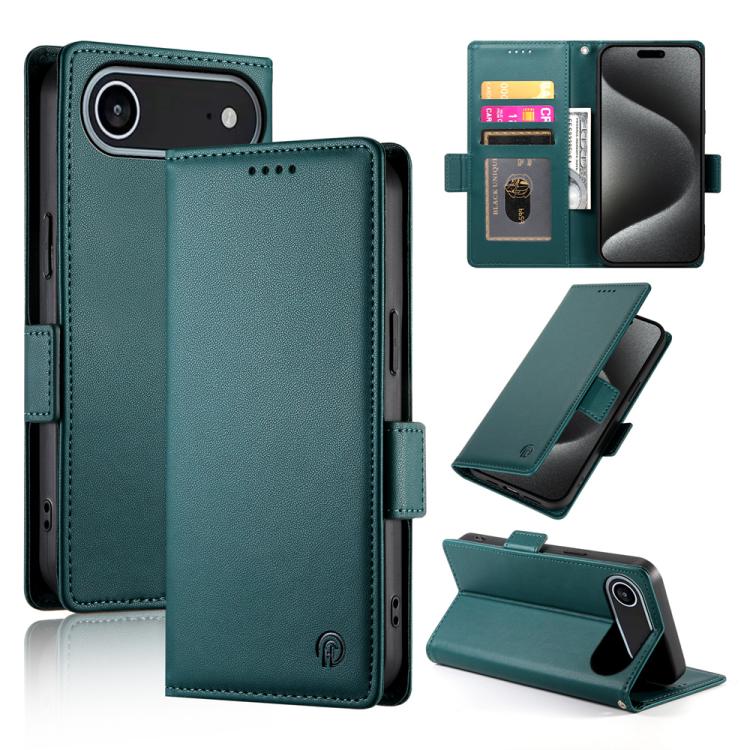 iPhone 16/17 Side Buckle Magnetic Frosted Leather Phone Case