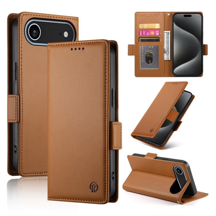 iPhone 16/17 Side Buckle Magnetic Frosted Leather Phone Case