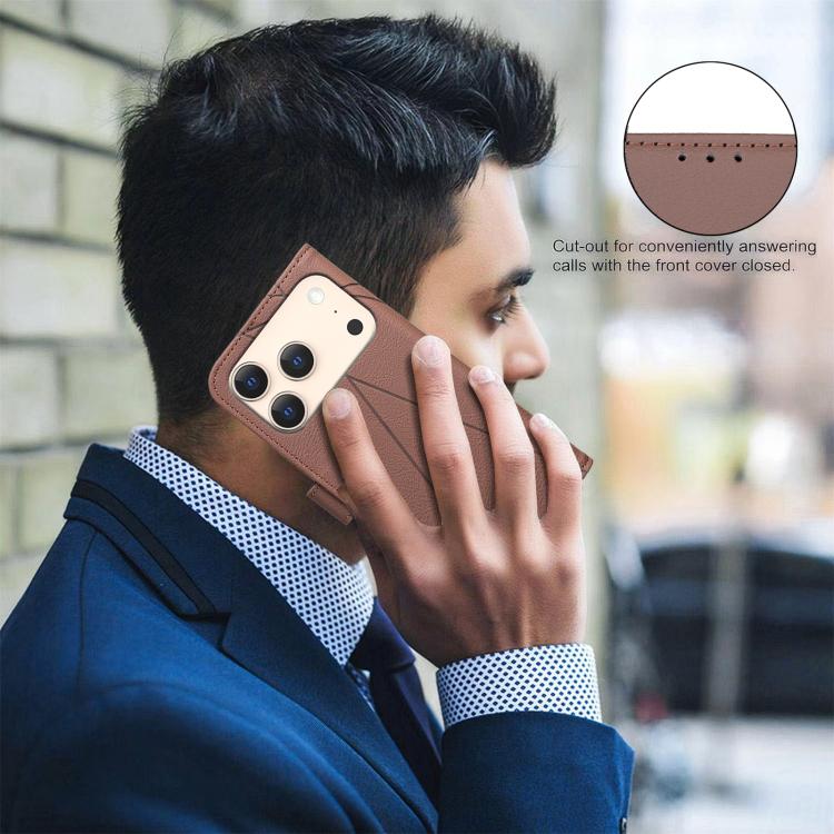 Geometric Pattern RFID Leather Phone Case