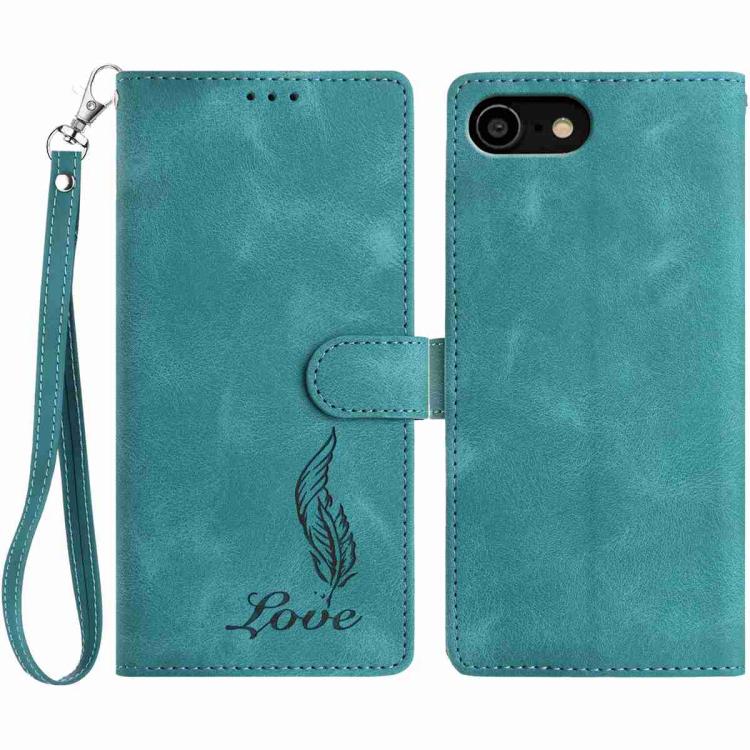 iPhone 14/15 Series Skin Feel Embossed Feather Leather Phone Case