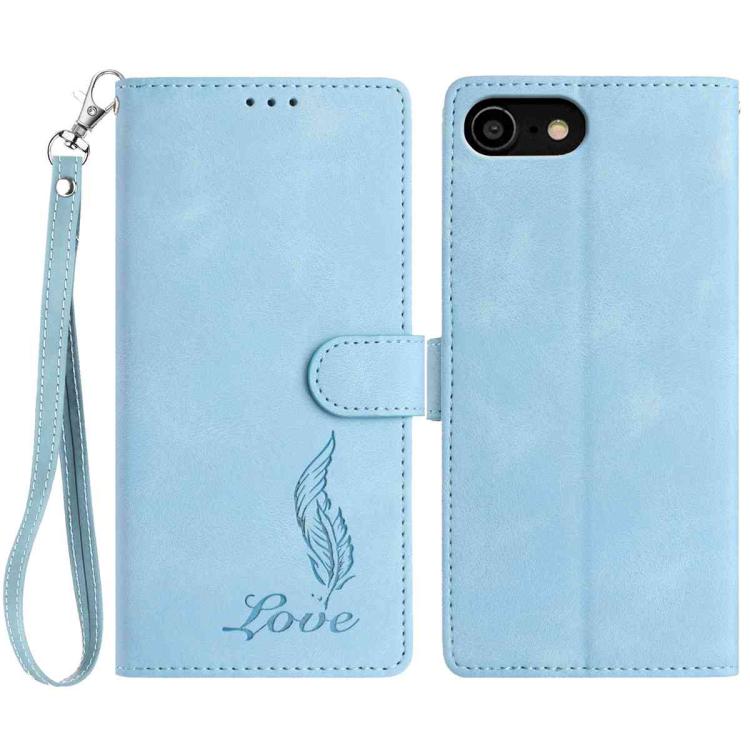 iPhone 14/15 Series Skin Feel Embossed Feather Leather Phone Case
