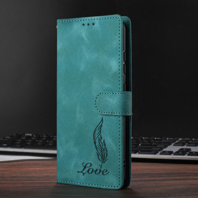 iPhone 14/15 Series Skin Feel Embossed Feather Leather Phone Case