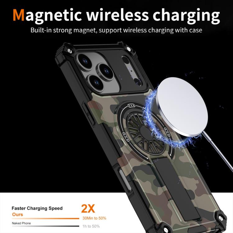 Camouflage Kickstand Rotating Shaft MagSafe Phone Case