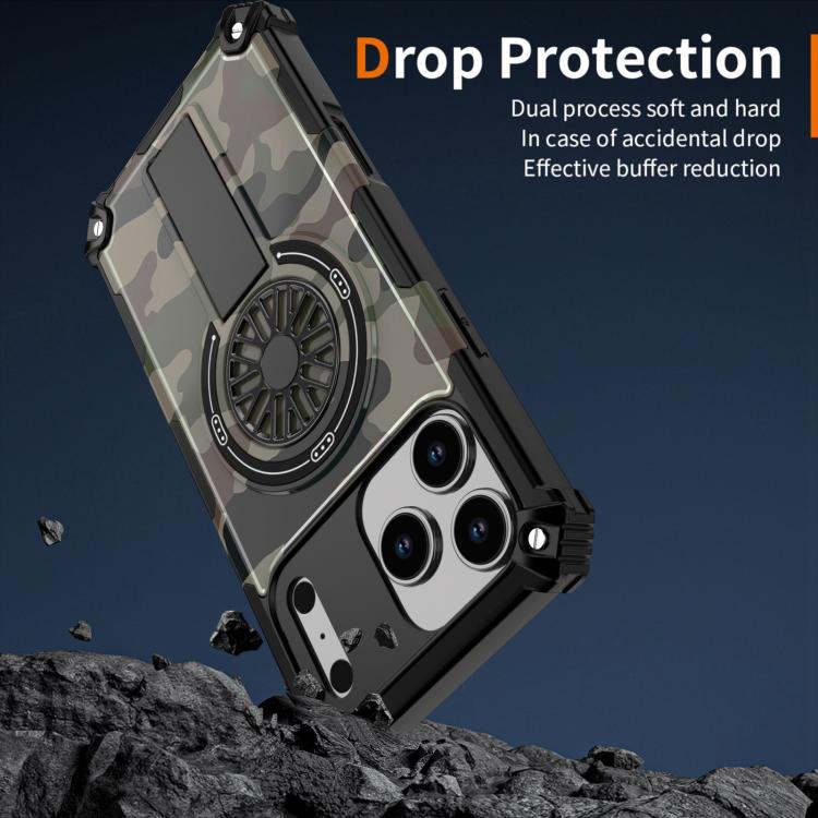Camouflage Kickstand Rotating Shaft MagSafe Phone Case
