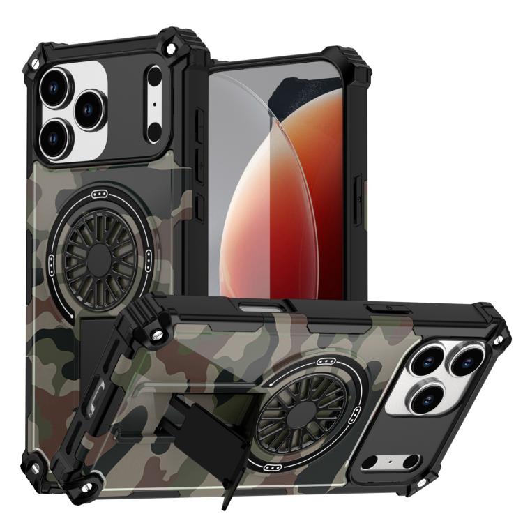 Camouflage Kickstand Rotating Shaft MagSafe Phone Case
