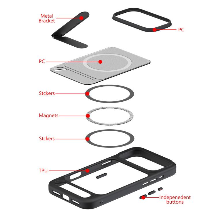 MagSafe Invisible Tilt Holder PC Hybrid TPU Case For iPhone 14 Pro