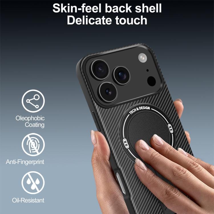 Carbon Fiber Texture MagSafe Phone Case with Holder