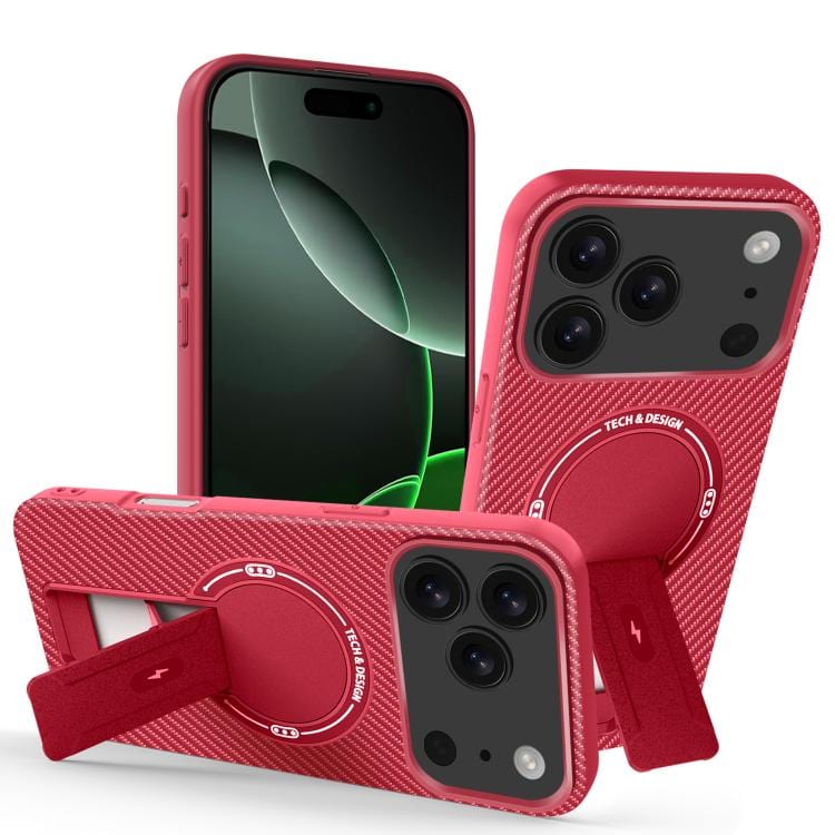 Carbon Fiber Texture MagSafe Phone Case with Holder