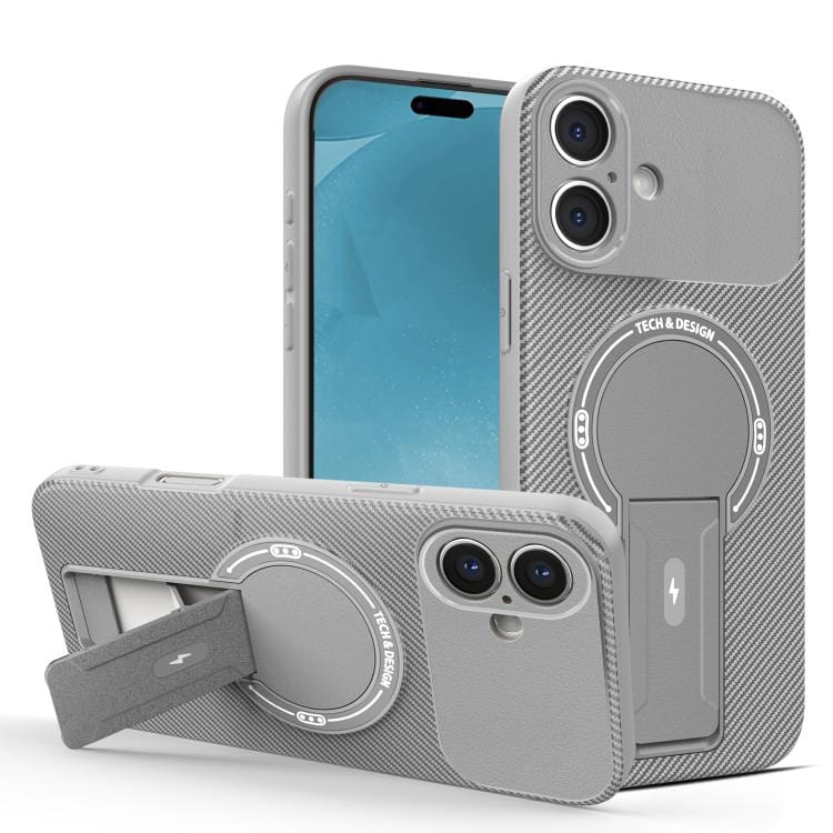 Carbon Fiber Texture MagSafe Phone Case with Holder
