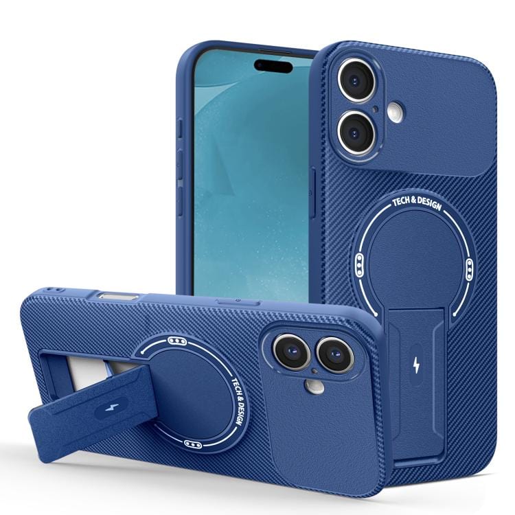 Carbon Fiber Texture MagSafe Phone Case with Holder