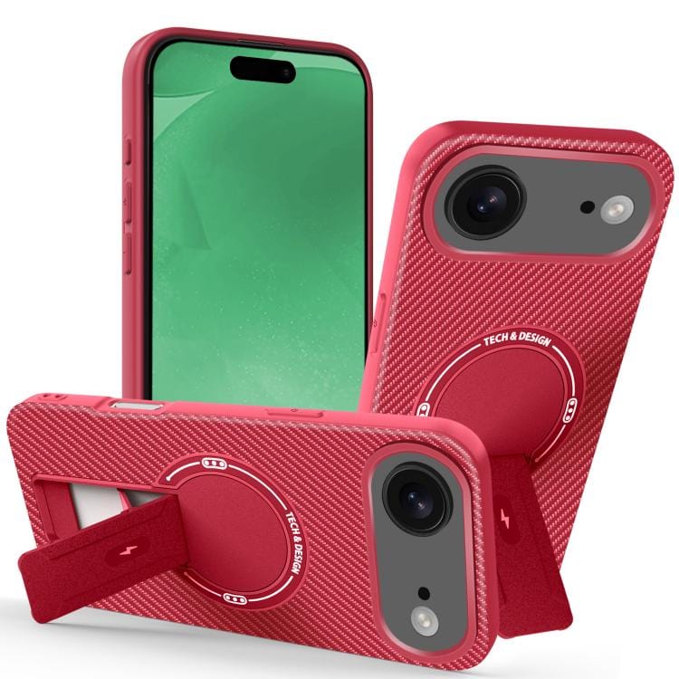 Carbon Fiber Texture MagSafe Phone Case with Holder