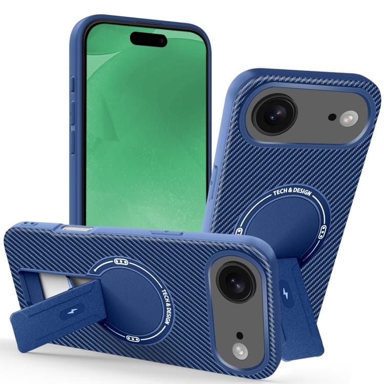 Carbon Fiber Texture MagSafe Phone Case with Holder
