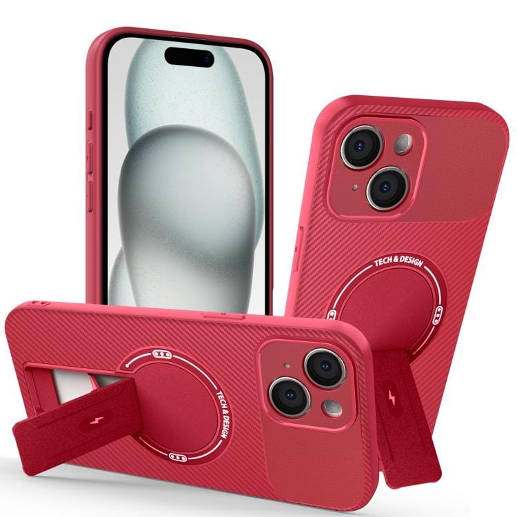 Carbon Fiber Texture MagSafe Phone Case with Holder