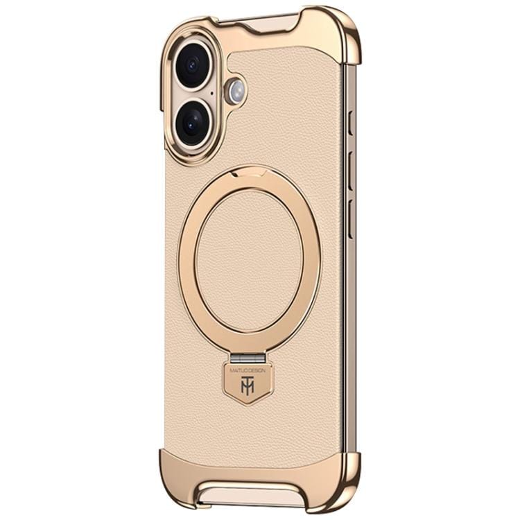 Borderless MagSafe Ring Holder Plain Leather Phone Case