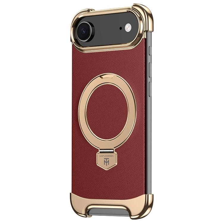 Borderless MagSafe Ring Holder Plain Leather Phone Case