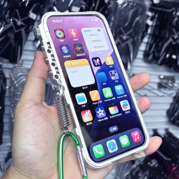 Trigger Design Hollow Metal Frame Phone Case with Lanyard...
