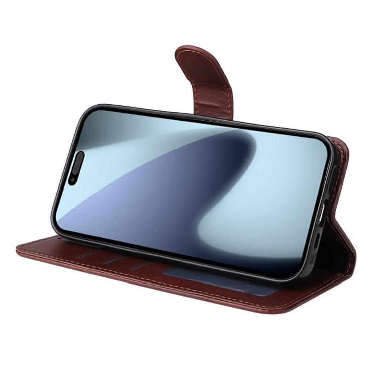 iPhone 17 Calf Texture Leather Wallet Case with Card Slot