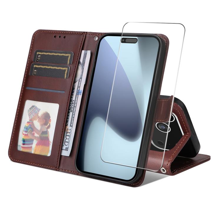 iPhone 17 Calf Texture Leather Wallet Case with Card Slot