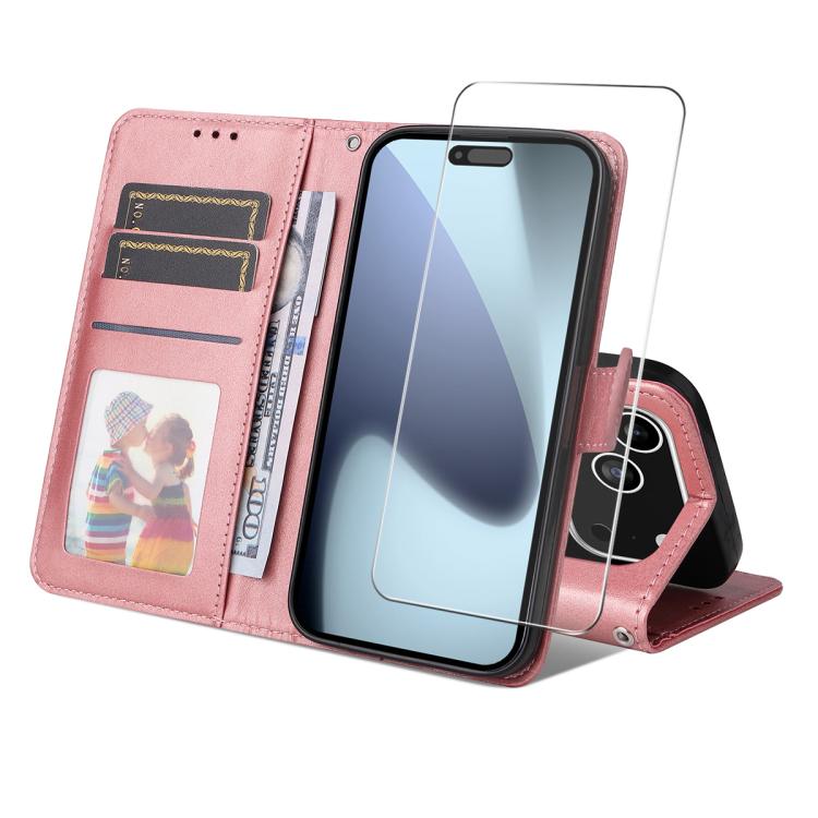 iPhone 17 Calf Texture Leather Wallet Case with Card Slot
