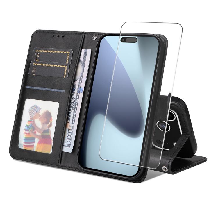 iPhone 17 Calf Texture Leather Wallet Case with Card Slot