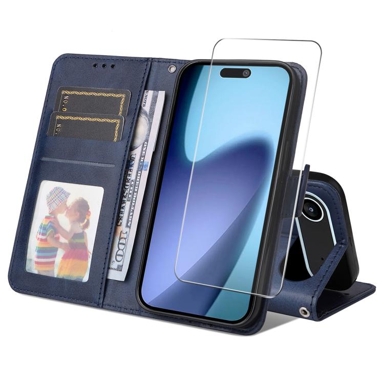 iPhone 17 Calf Texture Leather Wallet Case with Card Slot