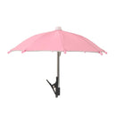 Clip on phone umbrella sun shade canopy viewed from above showing the eight rib frame