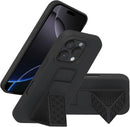 Case for iPhone 16 with Vertical Kickstand + Flexible Soft Liquid Silicone Protective Cover