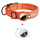 AirTag Dog Collar Reflective PU Leather Holder Strap