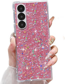 Galaxy Z Fold 6 Glitter Cute Case, Women Girly Soft TPU Bumper Shining Sparkle Bling Hard PC