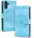 Google Pixel 9 Pro Durable PU Leather Wallet Case Protective Cover - Mandala Brown