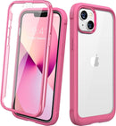 iPhone 16 Case, Full Body Rugged Case Touch Sensitive Anti - Scratch Screen Protector Pink