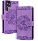 Google Pixel 9 Pro Durable PU Leather Wallet Case Protective Cover - Mandala Brown