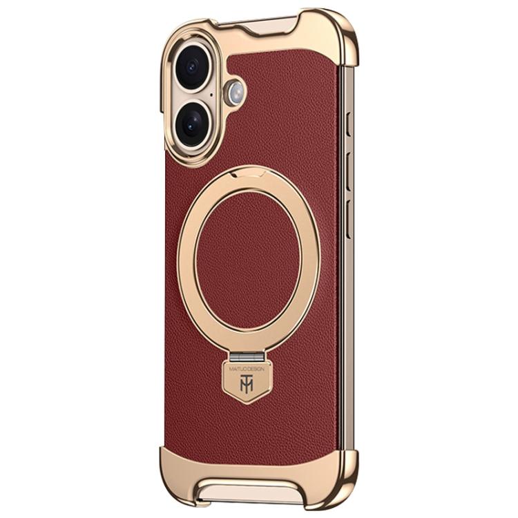 Borderless MagSafe Ring Holder Plain Leather Phone Case
