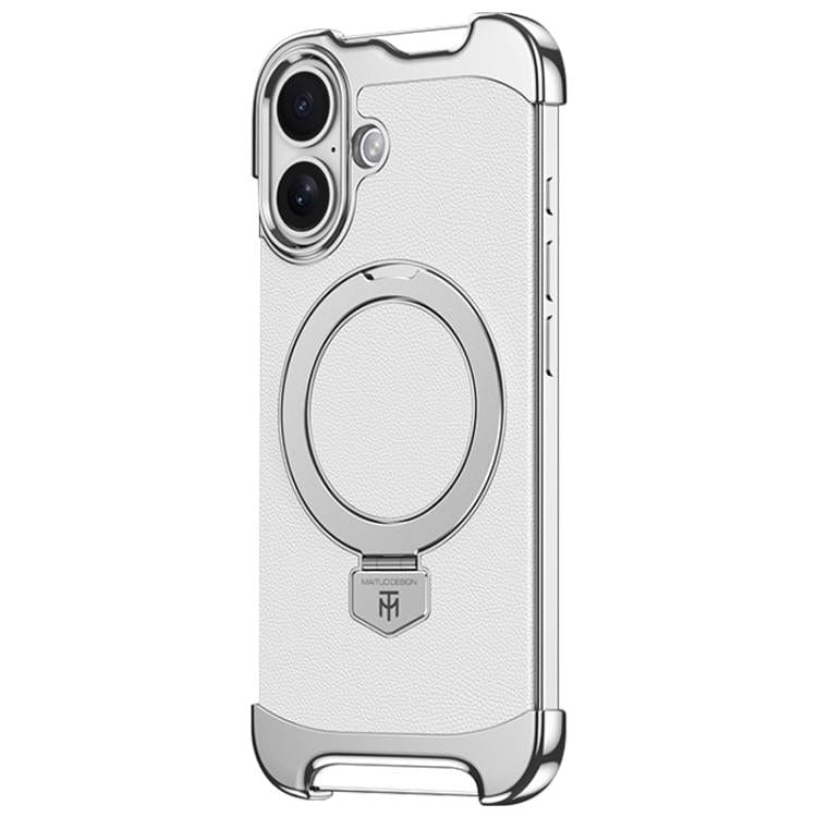 Borderless MagSafe Ring Holder Plain Leather Phone Case