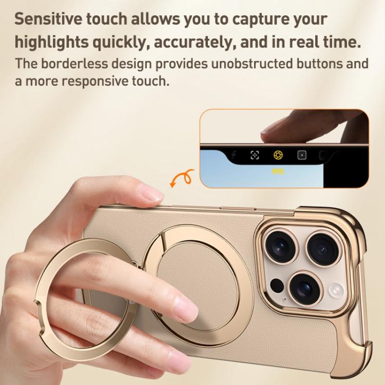 Borderless MagSafe Ring Holder Plain Leather Phone Case