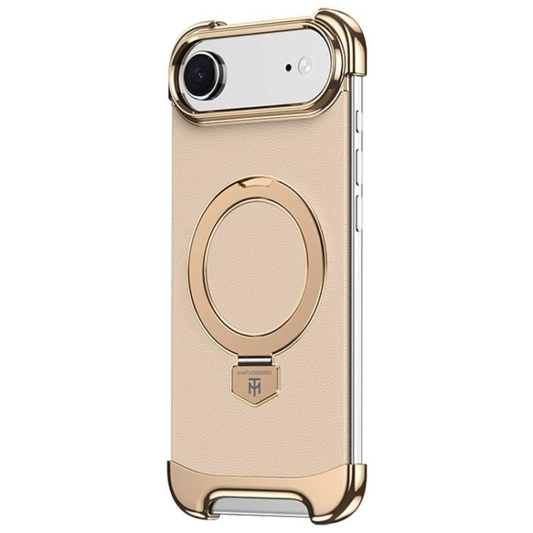 Borderless MagSafe Ring Holder Plain Leather Phone Case