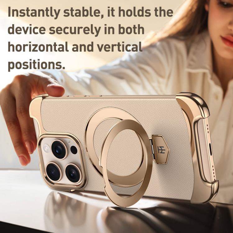 Borderless MagSafe Ring Holder Plain Leather Phone Case