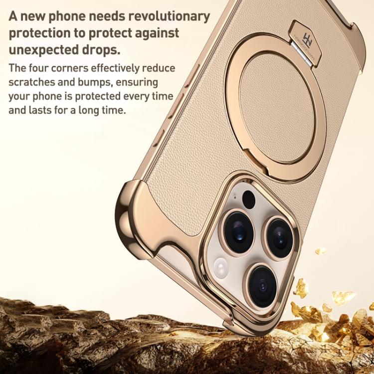 Borderless MagSafe Ring Holder Plain Leather Phone Case