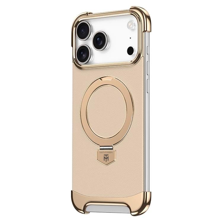 Borderless MagSafe Ring Holder Plain Leather Phone Case