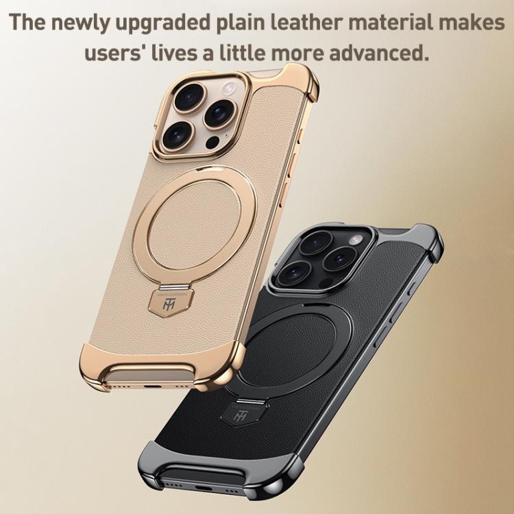 Borderless MagSafe Ring Holder Plain Leather Phone Case