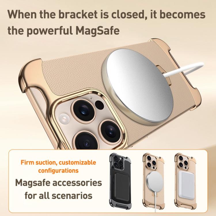 Borderless MagSafe Ring Holder Plain Leather Phone Case