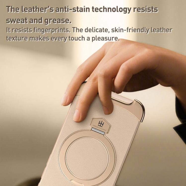 Borderless MagSafe Ring Holder Plain Leather Phone Case